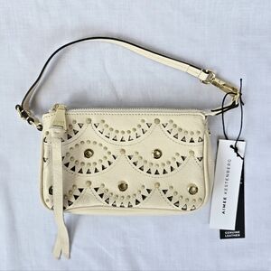 Aimee Kestenberg▪️Fiery Novelty Pouchette Sandy Laser Cut Leather Wristlet Purse